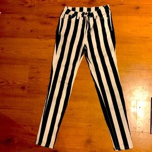 Black and white striped pants
